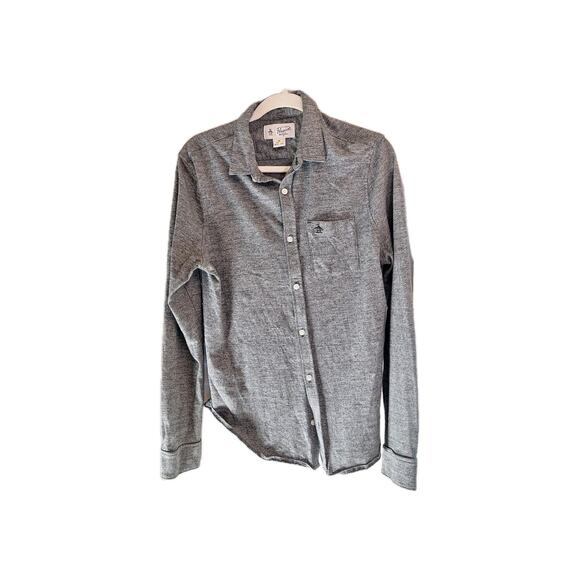 Penguin By Munsingwear Size M Long Sleeve Gray Button Down Shirt - Picture 1 of 7